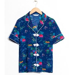 & Other Stories Short Sleeve Landscape Print Top